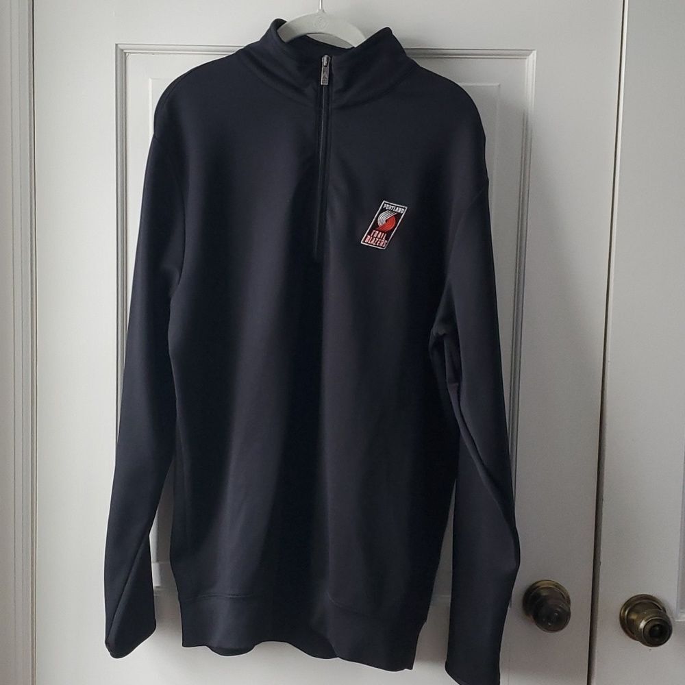 PORTLAND TRAIL BLAZERS QUARTER ZIP SIZE LARGE BLACK ANTIGUA BASKETBALL NBA